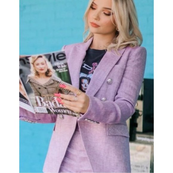 SOLD Veronica Beard Dickey Blazer Miller Lilac Purple Double Breasted Jacket - Picture 4 of 16